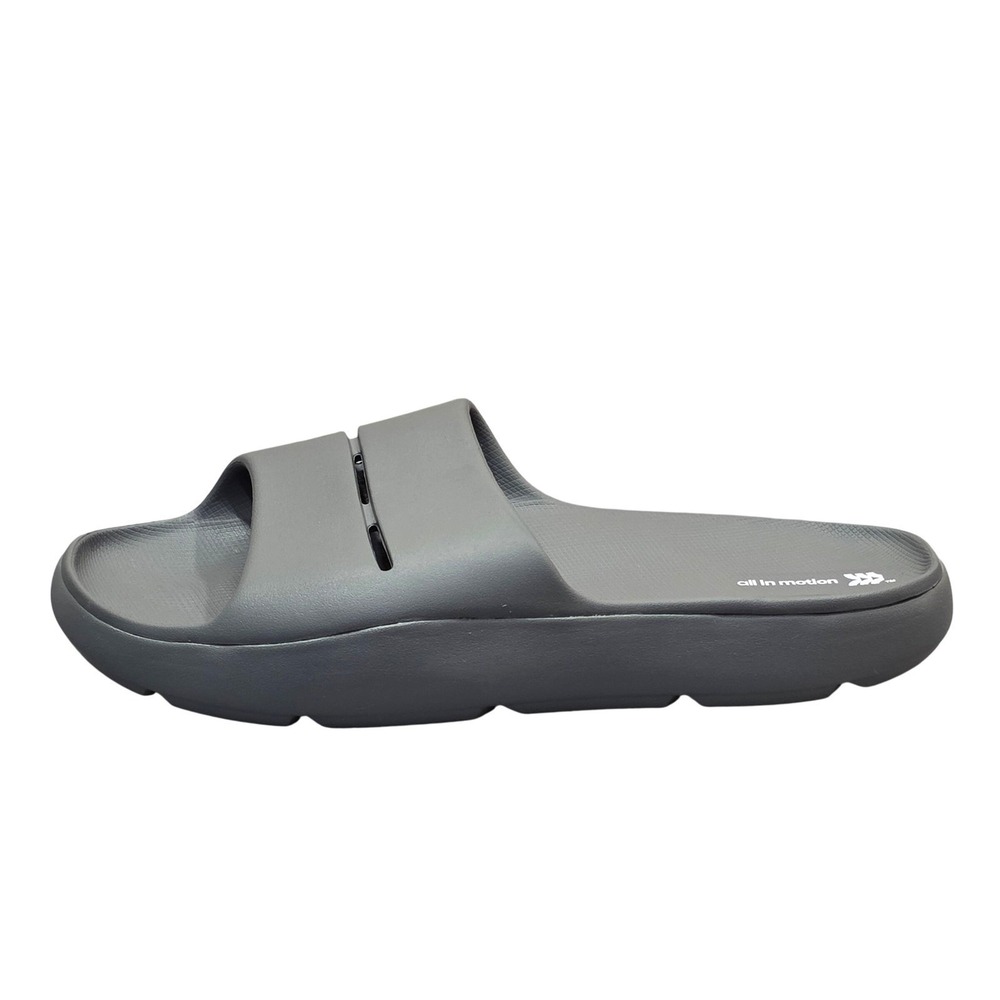 All in Motion Mens Archie Recovery Slide Sandals Gray Contoured Footbed Slip On - Picture 3 of 6
